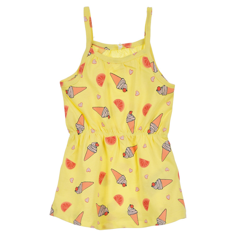 Φόρεμα από βιολογικό βαμβάκι με σχέδιο παγωτού, σε κίτρινο χρώμα  248842