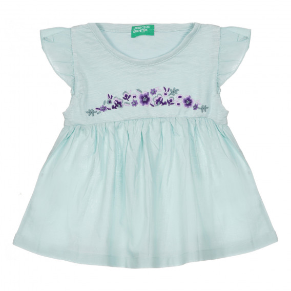 Βαμβακερό φόρεμα με βολάν για ένα μωρό, μέντα Benetton 248896 