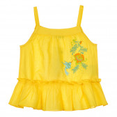 Βαμβακερή μπλούζα με κέντημα για ένα μωρό, κίτρινο Benetton 248920 