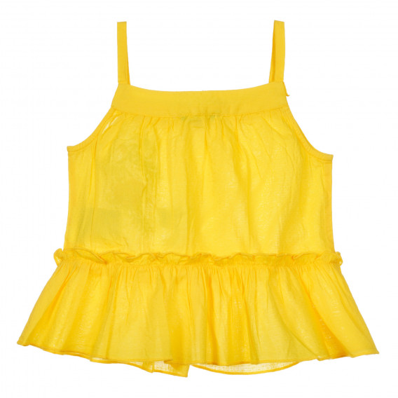Βαμβακερή μπλούζα με κέντημα για ένα μωρό, κίτρινο Benetton 248923 4