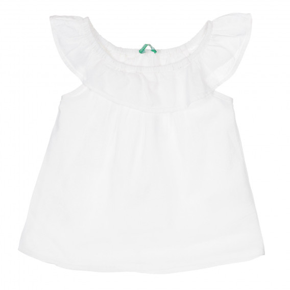 Βαμβακερό χιτώνα με βολάν για ένα μωρό, λευκό Benetton 248924 