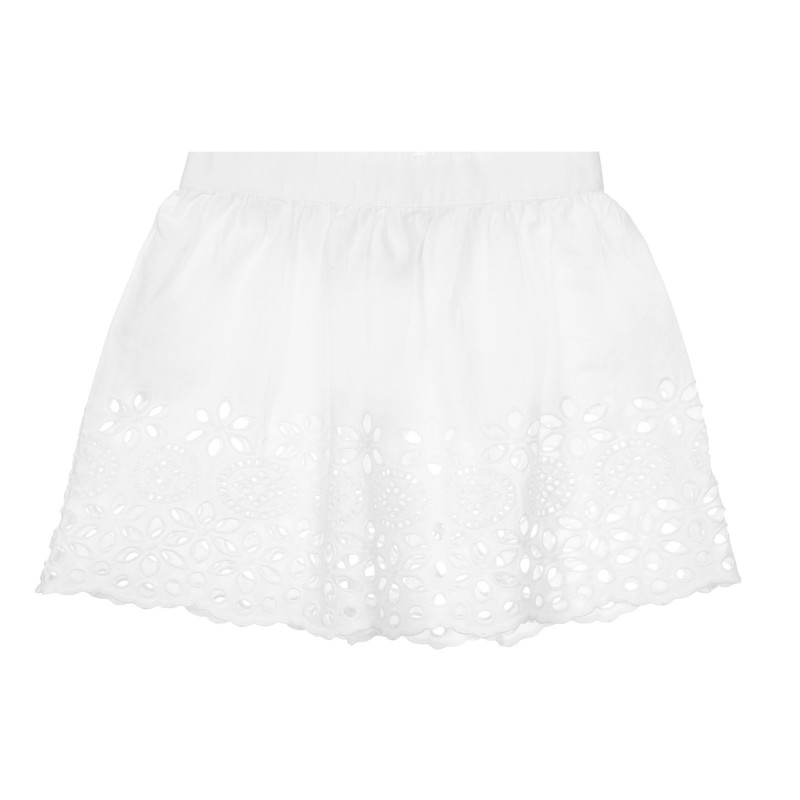 Βαμβακερή φούστα με δαντέλα, λευκό  248932