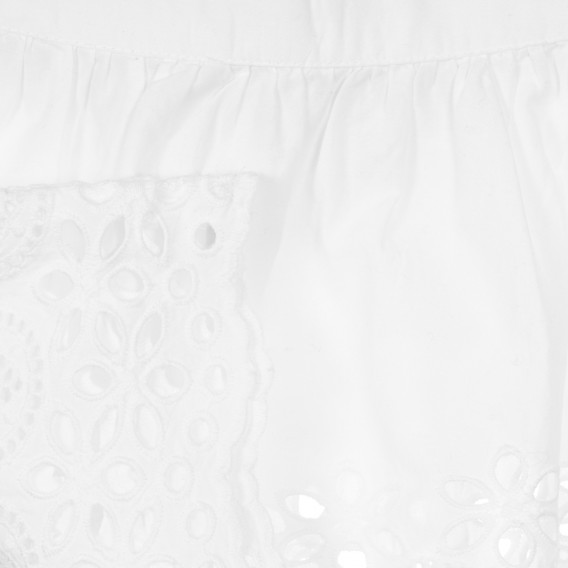 Βαμβακερή φούστα με δαντέλα, λευκό Benetton 248933 2