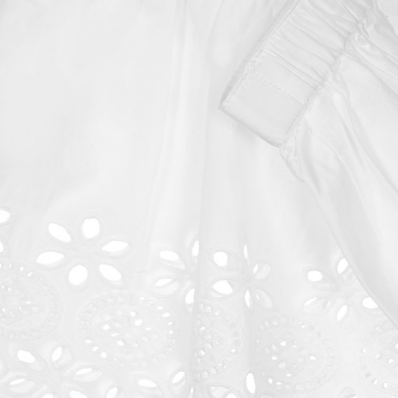 Βαμβακερή φούστα με δαντέλα, λευκό Benetton 248934 3
