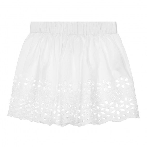 Βαμβακερή φούστα με δαντέλα, λευκό Benetton 248935 4