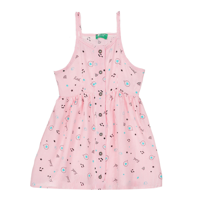 Φόρεμα με μουσική εκτύπωση για ένα μωρό, λευκή ροζ λωρίδα  248982