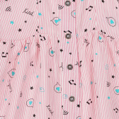 Φόρεμα με μουσική εκτύπωση για ένα μωρό, λευκή ροζ λωρίδα Benetton 248983 2