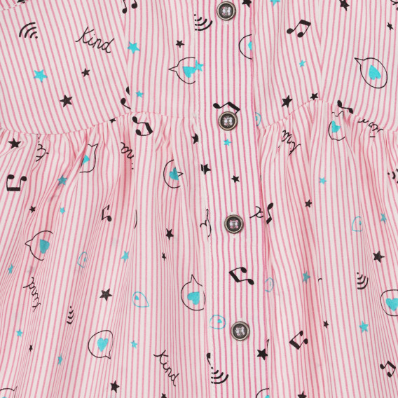 Φόρεμα με μουσική εκτύπωση για ένα μωρό, λευκή ροζ λωρίδα Benetton 248983 2
