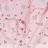 Φόρεμα με μουσική εκτύπωση για ένα μωρό, λευκή ροζ λωρίδα Benetton 248985 4
