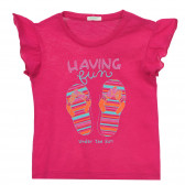 Βαμβακερή μπλούζα με βολάν και εκτύπωση για ένα μωρό, ροζ Benetton 249115 
