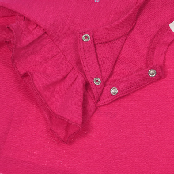 Βαμβακερή μπλούζα με βολάν και εκτύπωση για ένα μωρό, ροζ Benetton 249117 3