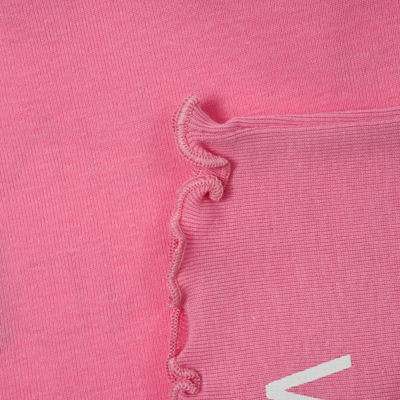 Βαμβακερή μπλούζα με βολάν και επιγραφή, ροζ Benetton 249141 3