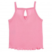 Βαμβακερή μπλούζα με βολάν και επιγραφή, ροζ Benetton 249142 4