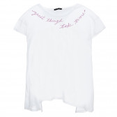 Βαμβακερό μπλουζάκι με επιγραφή με μπρόκαλο, σε λευκό Sisley 249155 