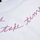 Βαμβακερό μπλουζάκι με επιγραφή με μπρόκαλο, σε λευκό Sisley 249156 2