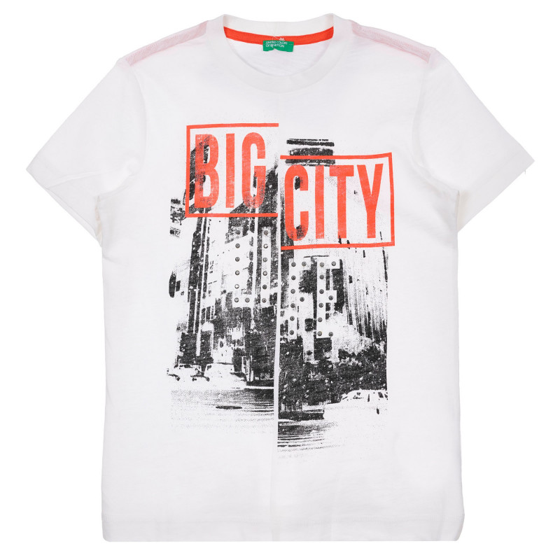 Βαμβακερό μπλουζάκι με γραφική εκτύπωση, σε λευκό χρώμα.  249159