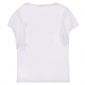 Μπλουζάκι με επιγραφή και απλικέ από πέτρες, λευκό Sisley 249165 3
