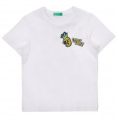 Μπλουζάκι με απλικέ και γραφική εκτύπωση, λευκό Benetton 249211 