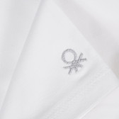 Κοντό βαμβακερό κολάν με κεντητό λογότυπο, λευκό Benetton 249248 7