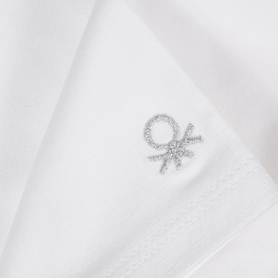 Κοντό βαμβακερό κολάν με κεντητό λογότυπο, λευκό Benetton 249248 7