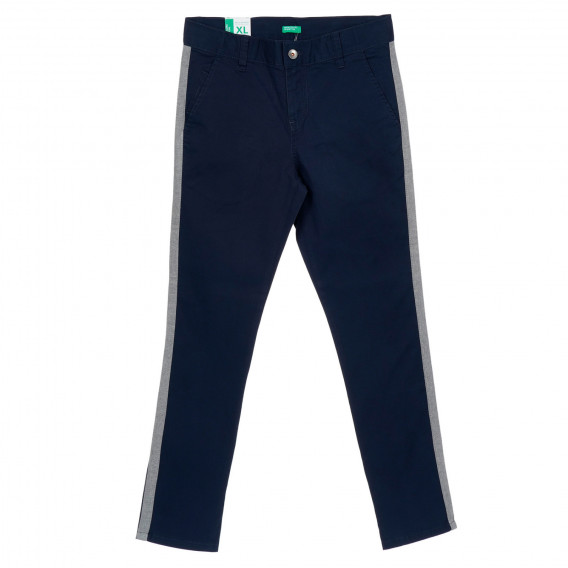 Βαμβακερό παντελόνι με γκρι σκούρο μπλε χρώμα Benetton 249262 4