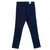 Βαμβακερό παντελόνι με γκρι σκούρο μπλε χρώμα Benetton 249265 7