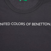 Βαμβακερό μπλουζάκι με το εμπορικό σήμα, σκούρο γκρι Benetton 249279 2