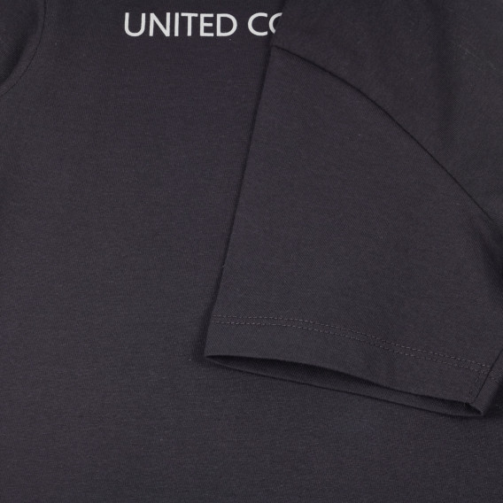 Βαμβακερό μπλουζάκι με το εμπορικό σήμα, σκούρο γκρι Benetton 249280 3