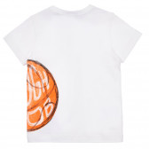 Βαμβακερό μπλουζάκι με τύπωμα μπάσκετ, λευκό Benetton 249321 4