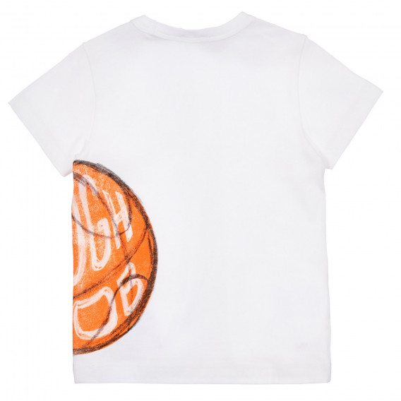 Βαμβακερό μπλουζάκι με τύπωμα μπάσκετ, λευκό Benetton 249321 4