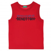 Βαμβακερή μπλούζα με το εμπορικό σήμα, κόκκινο Benetton 249369 