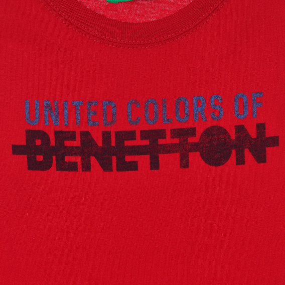 Βαμβακερή μπλούζα με το εμπορικό σήμα, κόκκινο Benetton 249370 2