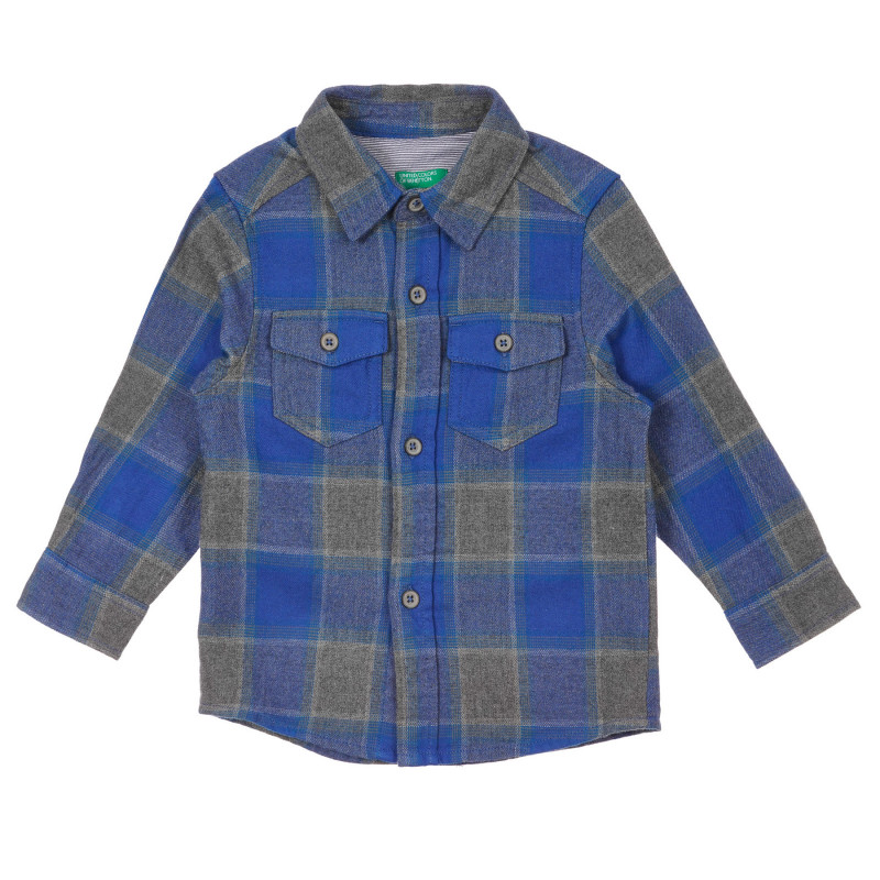 Βαμβακερό καρό πουκάμισο σε γκρι και μπλε χρώμα για ένα μωρό  249377
