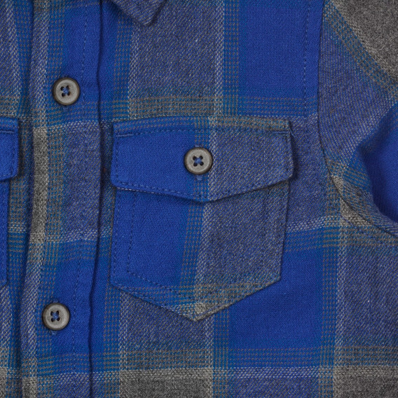 Βαμβακερό καρό πουκάμισο σε γκρι και μπλε χρώμα για ένα μωρό Benetton 249378 2