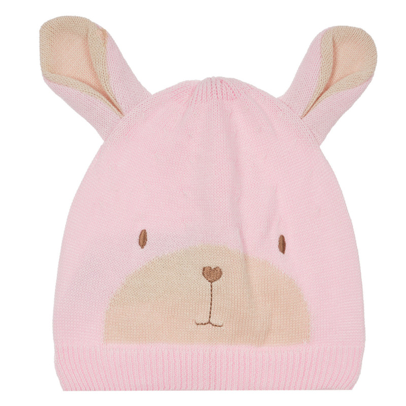 Καπέλο με αυτιά και απλικέ λαγουδάκι για ένα μωρό, ροζ  249529