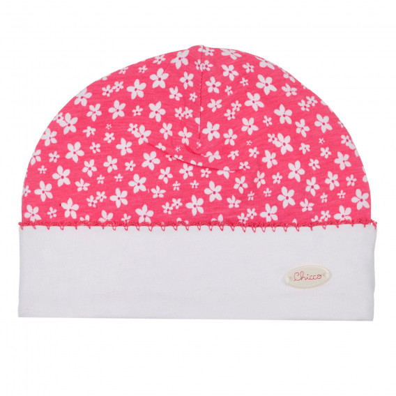 Βαμβακερό καπέλο με λουλουδάτη εκτύπωση για ένα μωρό, ροζ Chicco 249541 
