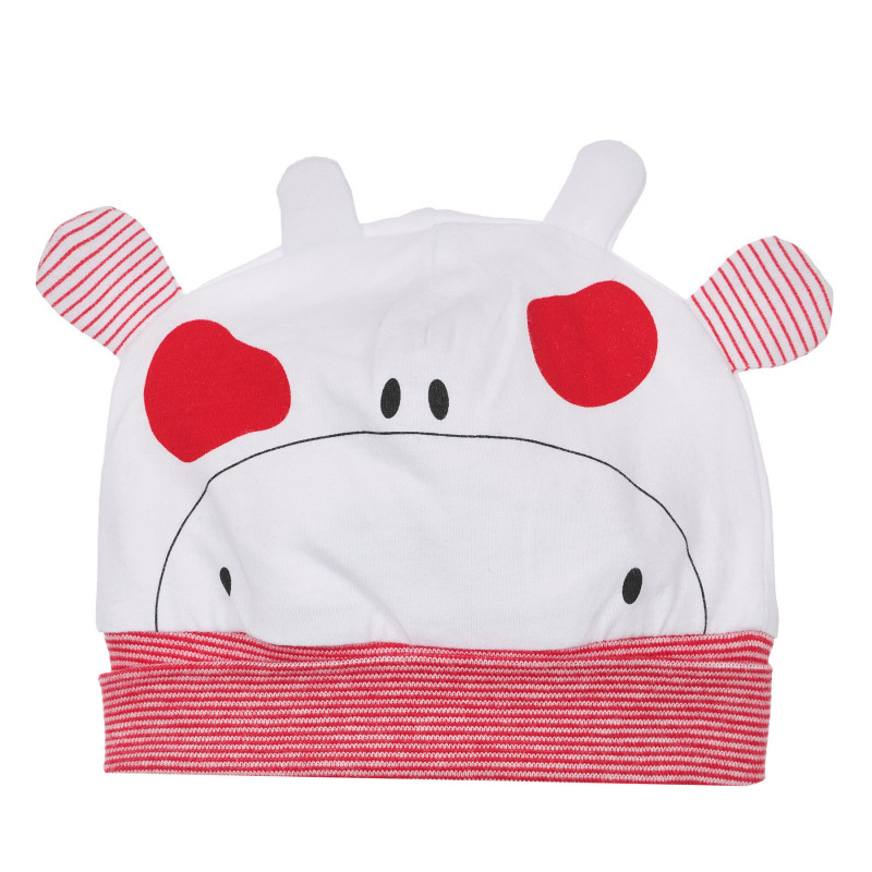 Βαμβακερό καπέλο μωρού με απλικέ αγελάδα, λευκό  249618
