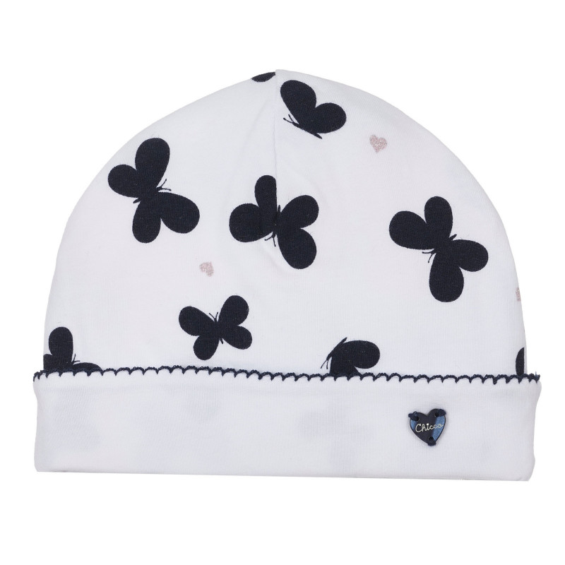 Βαμβακερό καπέλο με τύπωμα πεταλούδας για μωρό, λευκό  249624