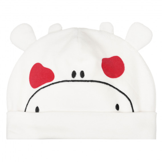 Καπέλο με αυτιά και απλικέ αγελάδας για ένα μωρό, λευκό Chicco 249723 