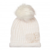 Καπέλο με φούντα και λουλουδάτο απλικέ, λευκό Chicco 249768 