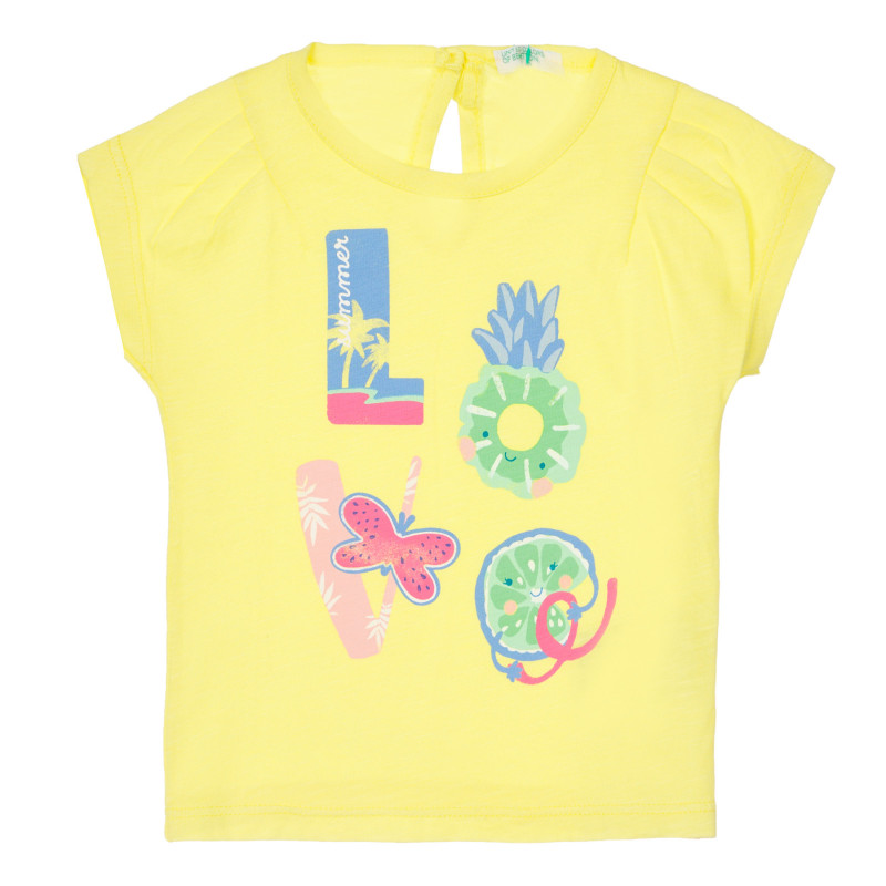 Βαμβακερό μπλουζάκι με την επιγραφή Love, κίτρινο  249889