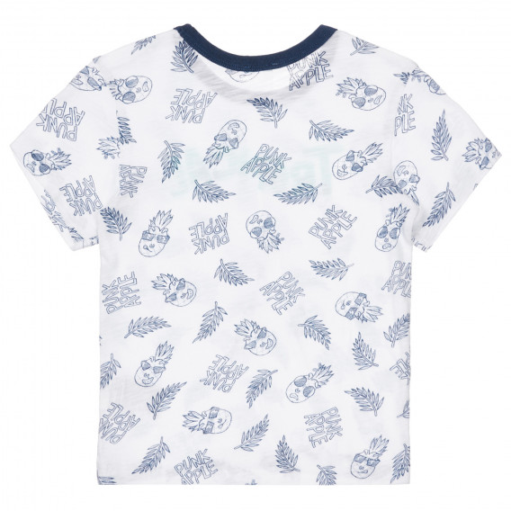 Βαμβακερό μπλουζάκι με λουλουδάτο χρώμα, λευκό Benetton 249894 4