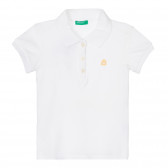 Βαμβακερή μπλούζα με κοντά μανίκια και γιακά για ένα μωρό, σε λευκό Benetton 249913 