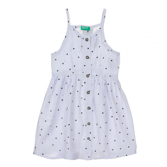 Φόρεμα με καρδιές για ένα μωρό σε λευκές και μπλε ρίγες Benetton 249965 