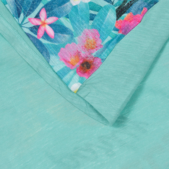 Βαμβακερό μπλουζάκι με floral τύπωμα, σε μπλε χρώμα Benetton 249975 2