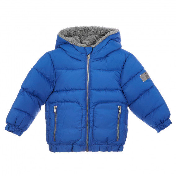Χειμερινό μπουφάν με κουκούλα για μωρό, μπλε Benetton 249981 