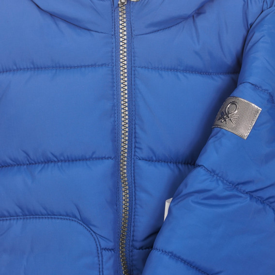 Χειμερινό μπουφάν με κουκούλα για μωρό, μπλε Benetton 249983 3
