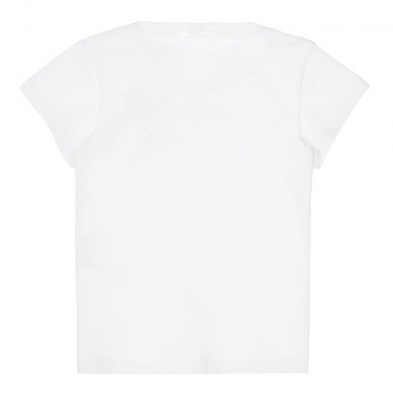 Βαμβακερό μπλουζάκι με επιγραφή, σε λευκό. Benetton 249995 3