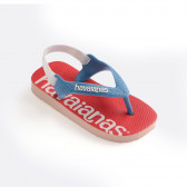 Flip-flops με το εμπορικό σήμα και μπλε τόνους για ένα μωρό, κόκκινο Havaianas 250362 