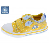 Πάνινα παπούτσια με κορδέλα απλικέ και καρδιές, κίτρινο Beppi 250451 